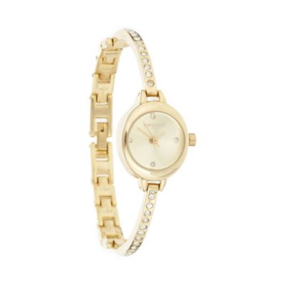 Ladies' gold pave diamante bracelet watch